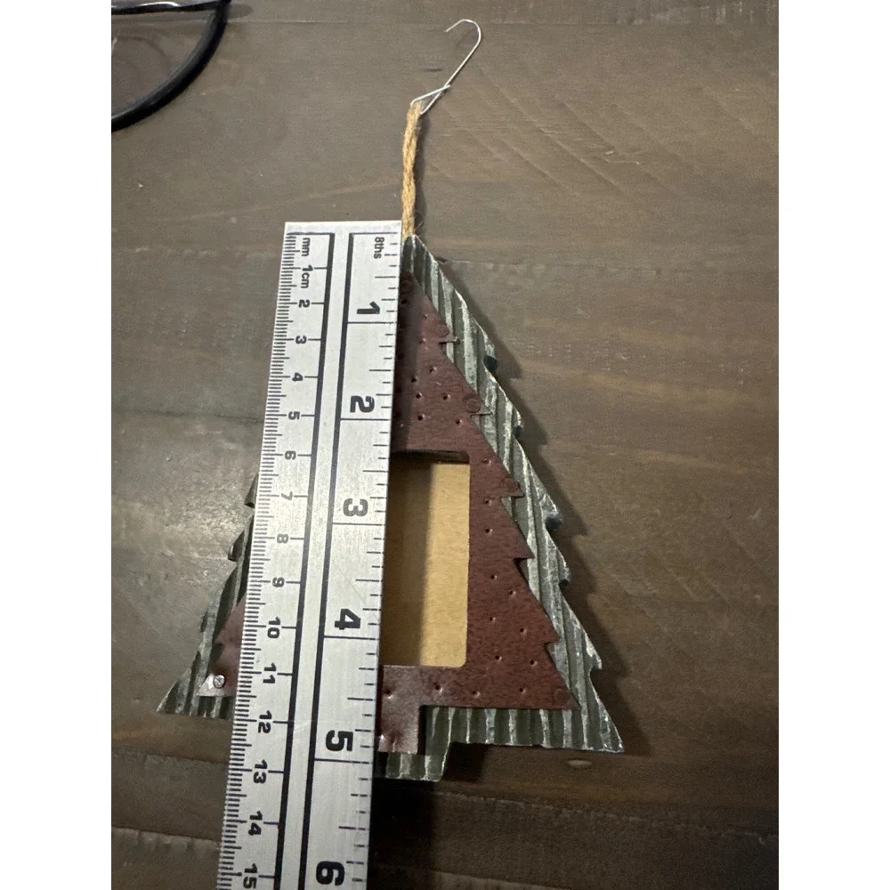 Rustic Galvanized Corrugated Metal Christmas Tree Ornament Picture Frame Rustic